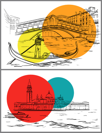 Vector illustration of hand drawn Venice sketch design, Italyのイラスト素材