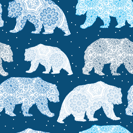 A Seamless Christmas decorative pattern with polar bearのイラスト素材