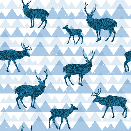 Seamless decorative pattern with deersのイラスト素材