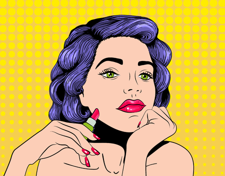 Pop art design. Woman with lipstickのイラスト素材