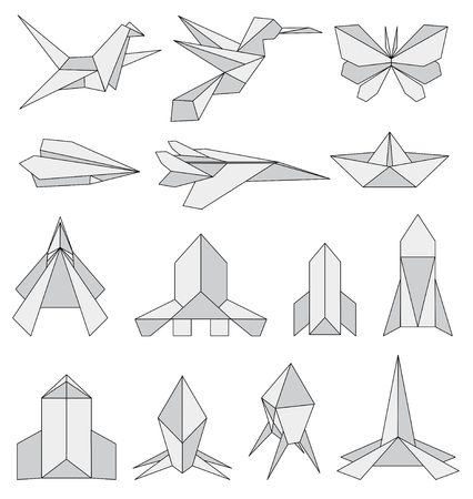 Origami icons set.のイラスト素材