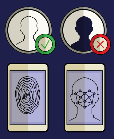 Facial recognition, fingerprint, safety concept Vector illustrationのイラスト素材