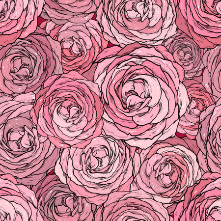 Seamless pattern with pink roses.のイラスト素材