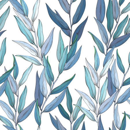 Eucalyptus twigs seamless pattern design.のイラスト素材
