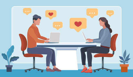 mobile love related, Relationships through a mobile applicationのイラスト素材