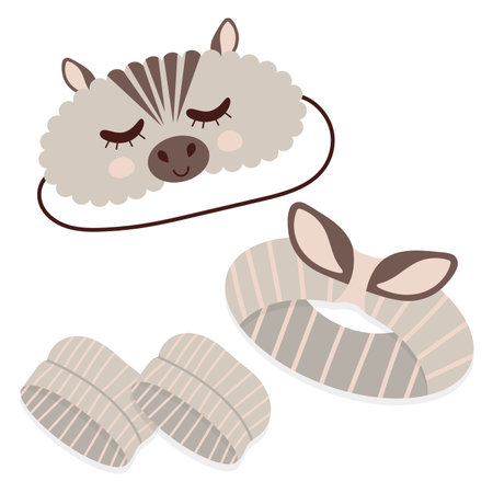 Vector Sleeping Headband and Headband for Hair When Girl Washing Up Flat Styleのイラスト素材