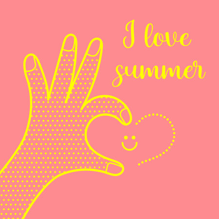 Vector Poster I love summer Hand shows OK sign Banner for summer designのイラスト素材
