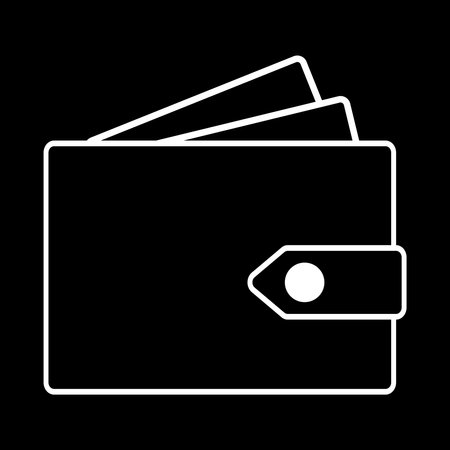Wallet and credit cards icon. Business and finance. White outline on black backgroundのイラスト素材