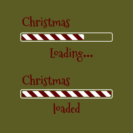 Christmas Loading bar. Red white striped ornament. Christmas indicator of coming winter holidays. Greeting card, web banner, landing pageのイラスト素材