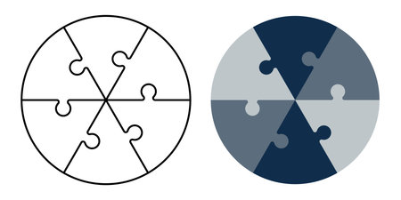 Circle of 6 pieces blue triangular puzzles. Creativity, inspiration, logical thinking.のイラスト素材