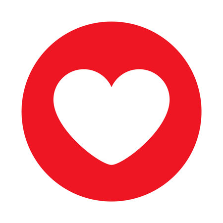 Like Button. Red Circle With White Heart Icon. Thumbs up and love icons. Flat Love Button Symbol For Social Media, Likes, Reactions, Appreciation, Digital Communication, UI, UX, Website,のイラスト素材