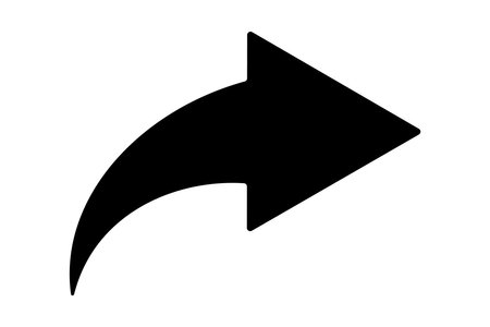 Black share arrow icon, curved forward symbol for social media and communication apps. Minimalistic share button for web, mobile, and UI UX designのイラスト素材