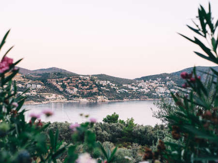 Peaceful view to Kalkan resort with sea view, Turkey summer time.の写真素材