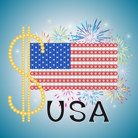 Vector firework in honor of Independence Day のイラスト素材
