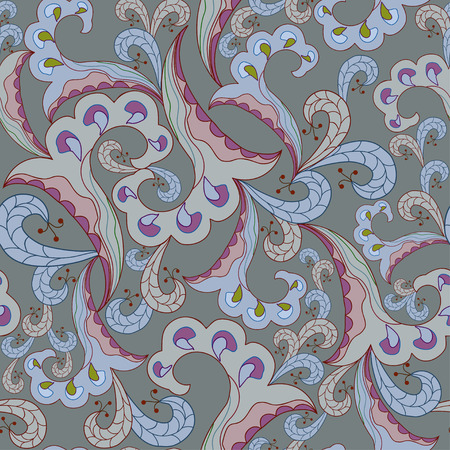 Seamless texture with ornate flowers and leaf のイラスト素材