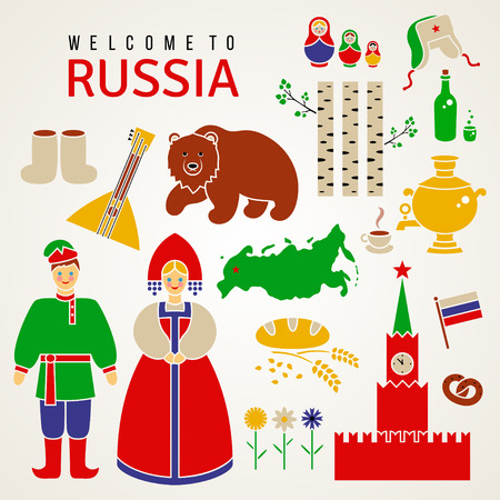 Set of Russia flat  icons illustration.のイラスト素材