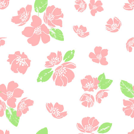 Lovely pastel pattern with cherry blossom. Seamless background. Floral decor for your design. Vector illustration.のイラスト素材