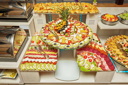 Variety of arranged party finger food - cold buffet