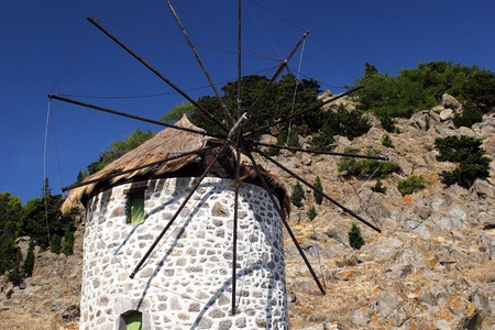 The old historic windmills near Kontias villageの写真素材