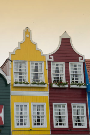 Zaandan city view with yellow background in Nova PetrÃ³polis, Rio Grande do Sulのeditorial素材