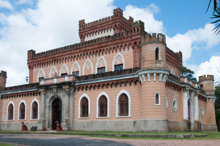 Castillo de Piria whit blue sky and cloudsのeditorial素材