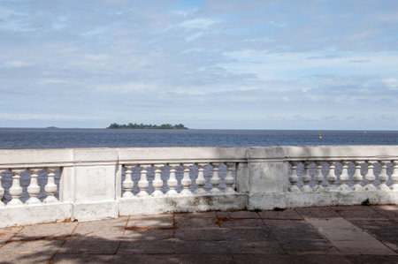 View of the sea from the embankment of the city.の写真素材