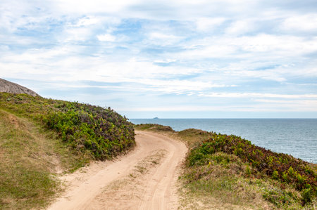 Dirt road on the coast of the Atlantic Ocean in Laguna, Santa Catarinaの写真素材