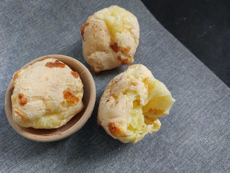 delicious cheese bread on the tableの写真素材