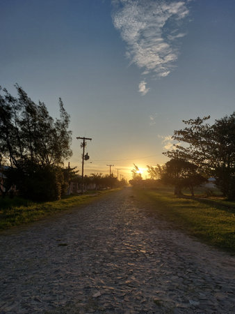 Sunset in the countryside in Brazilの写真素材