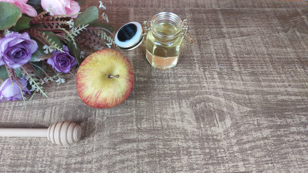 Rosh hashanah (Jewish New Year holiday) concept. traditional symbolsの写真素材