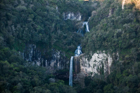 Waterfall in the mountains in south brazilの写真素材