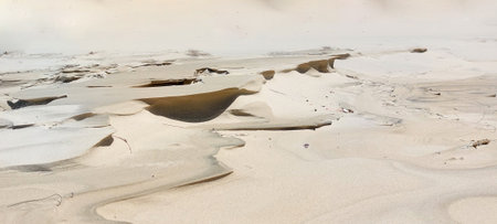 White sand of the beach in the early morning, natural background.