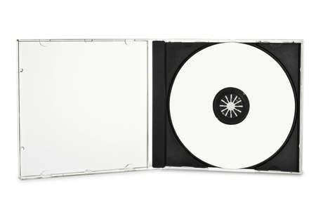 Blank compact disc in open case.