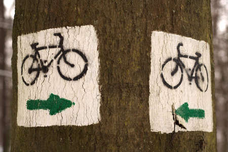 Marking paint of the touristic bike trail.の写真素材