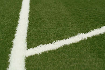 A white line on an green sports field.