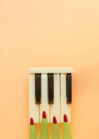 Scary musical composition on Halloween night. Minimal holiday flat layの写真素材