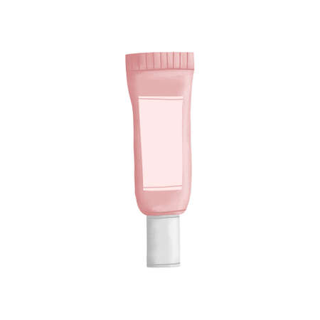 Hand Drawn Pink Eye Cream Small Tube with Labelのイラスト素材