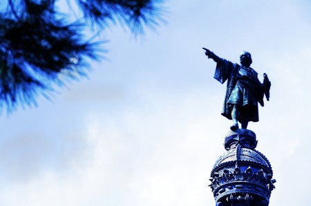 Columbus monument,statue in Barcelonaのeditorial素材