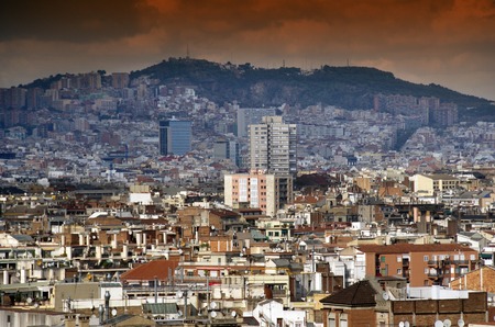 View on Plazza Espanya from Muntjuic parkのeditorial素材