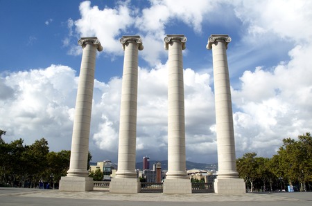 View on pillars from Muntjuic park,national art museum