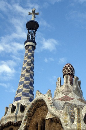 Gaudi architecture in park Guell in Barcelonaのeditorial素材