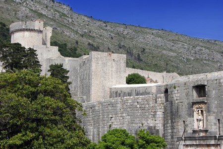 Historic Fortress - City Walls in Dubrovnik Old townの写真素材