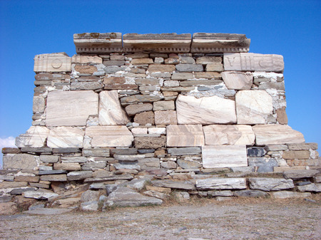Architecture and details of historic city Delos near Mykonos , Greece
