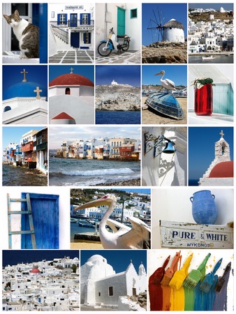 The best highlights of Mykonos merged in one photo collageのeditorial素材