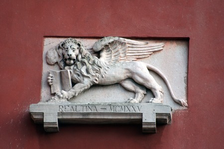 Venetian close up architectural detail on the facade of buildingの写真素材