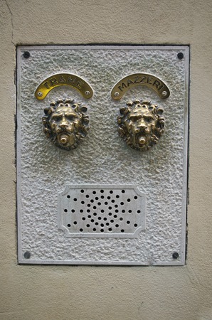 Antique Stone Door Bell Intercom with lion heads in Venice