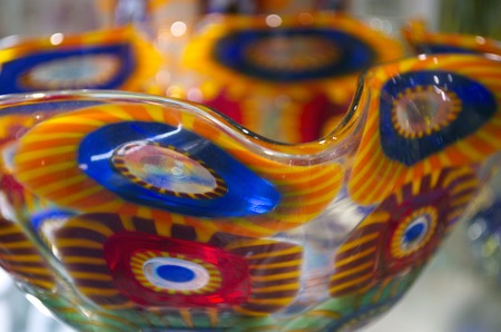 Multicolored Murano Glass Bowl hand painted , Veniceの写真素材