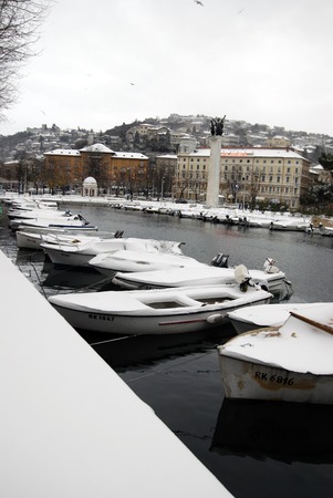 Rijeka Dead Channel in Croatia in winter timeのeditorial素材