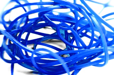 Blue Rubber Bands Isolated On The White Backgroundの写真素材