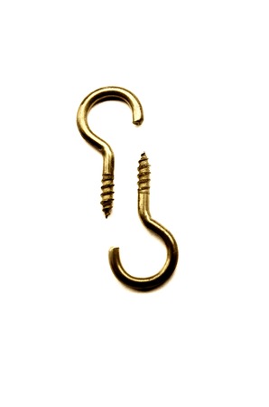 Golden Wall Hooks  Isolated On White Background